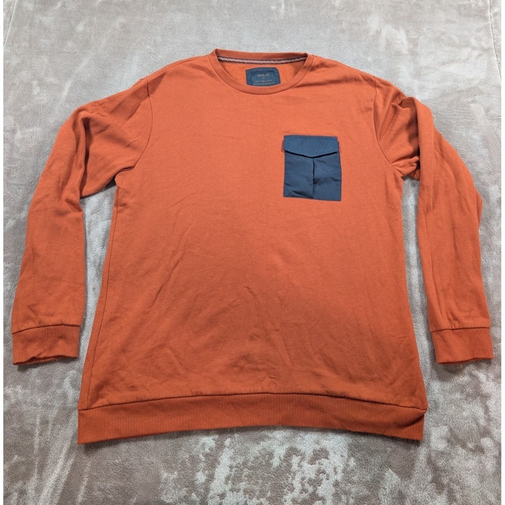 Nomad Mens XL Crewneck Sweatshirt Rust Orange Flap Chest Pocket